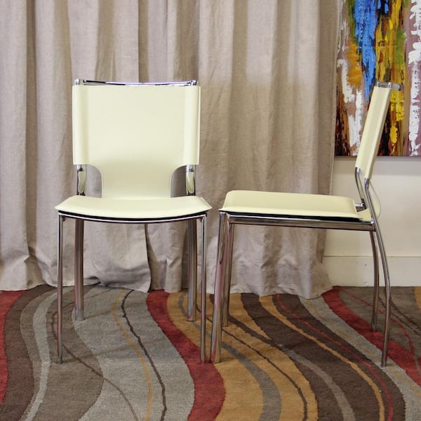 Montclare Ivory Faux Leather Upholstered Dining Chairs (Set of 2)