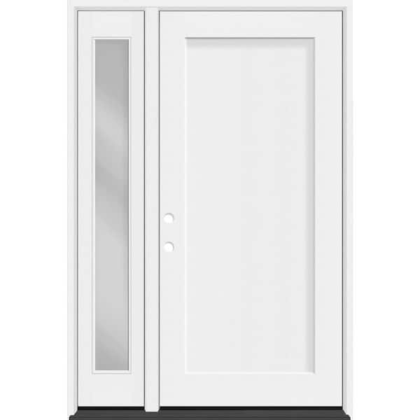 Steves & Sons Legacy 51 in. x 80 in. 1 Panel Shaker RHIS Unfinished White Fiberglass Prehung Front Door w/Clear 12 in.SL 6-9/16 Jamb