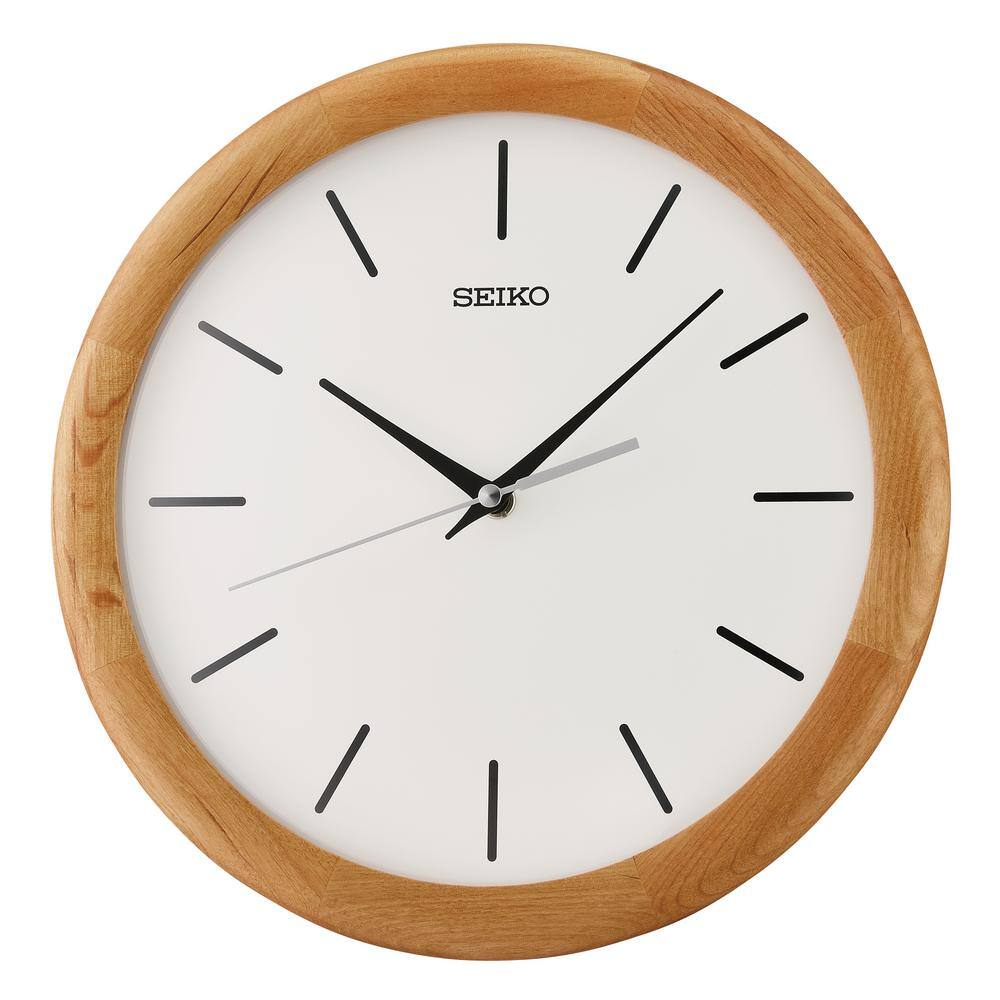 UPC 020963855912 product image for Seiko 12 in. Suzo Wall Clock with Markers, Light Brown | upcitemdb.com