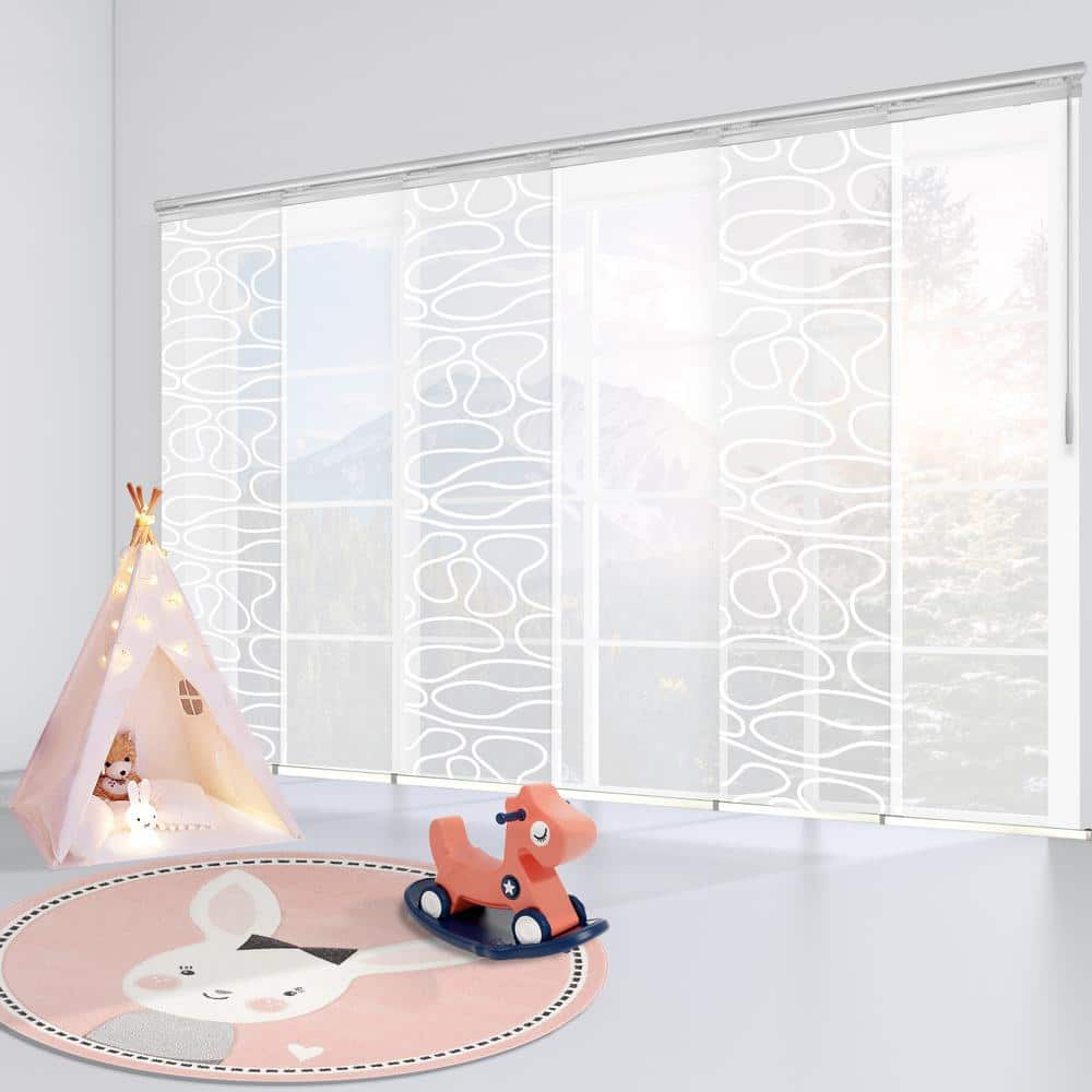 Misty Swirl 70 in. - 130 in. W x 94 in. L Adjustable 6- Panel White Single Rail Panel Track with 23.5 in. Slates price history on PriceWatchPro