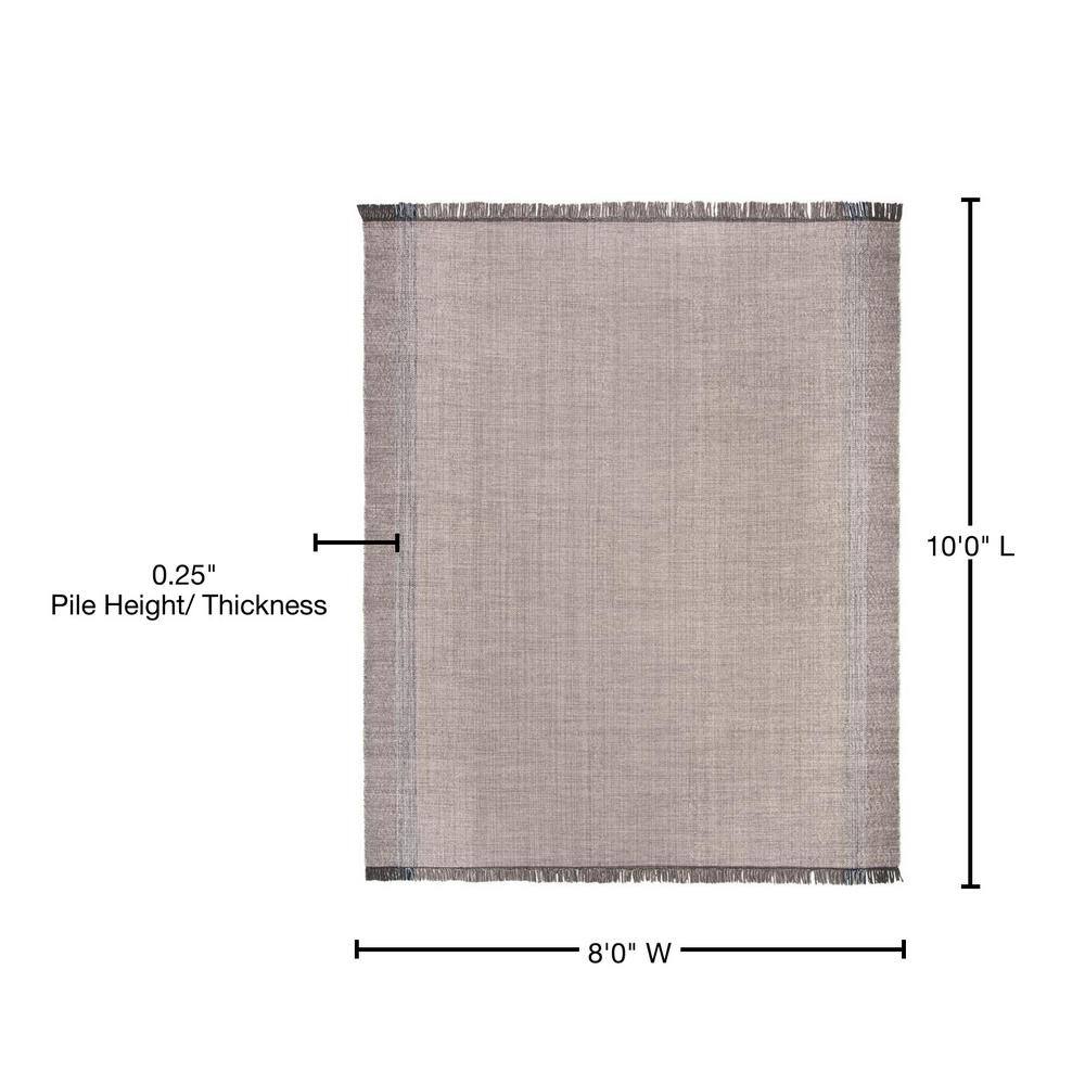 Coastal Breeze Blue/Grey Stripe Hand-Woven Cotton 8' x 10' Rug