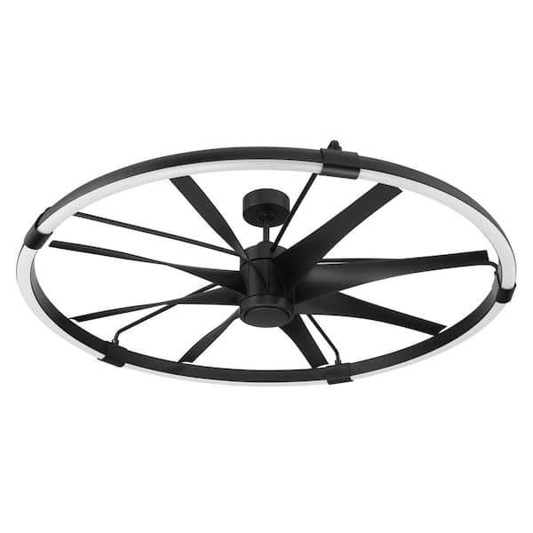 Axel 57 in. Indoor/Outdoor Black Ceiling Fan and Integrated LED Light, Smart Wi-Fi Enabled Remote and Voice Activation