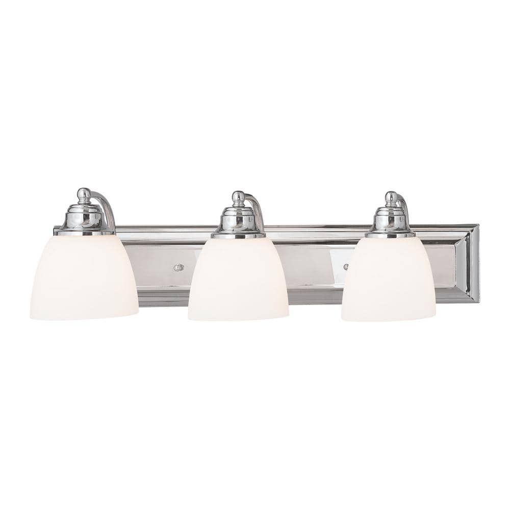 Springfield Polished Chrome 3-Light Vanity with Satin Opal White Glass
