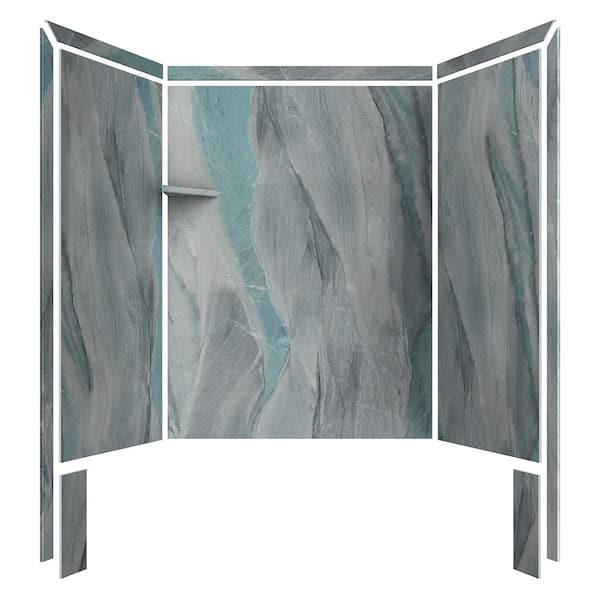 Royale 36 in. x 60 in. x 80 in. 11-Piece Easy Up Adhesive Alcove Bathtub/Shower Wall Surround in Triton
