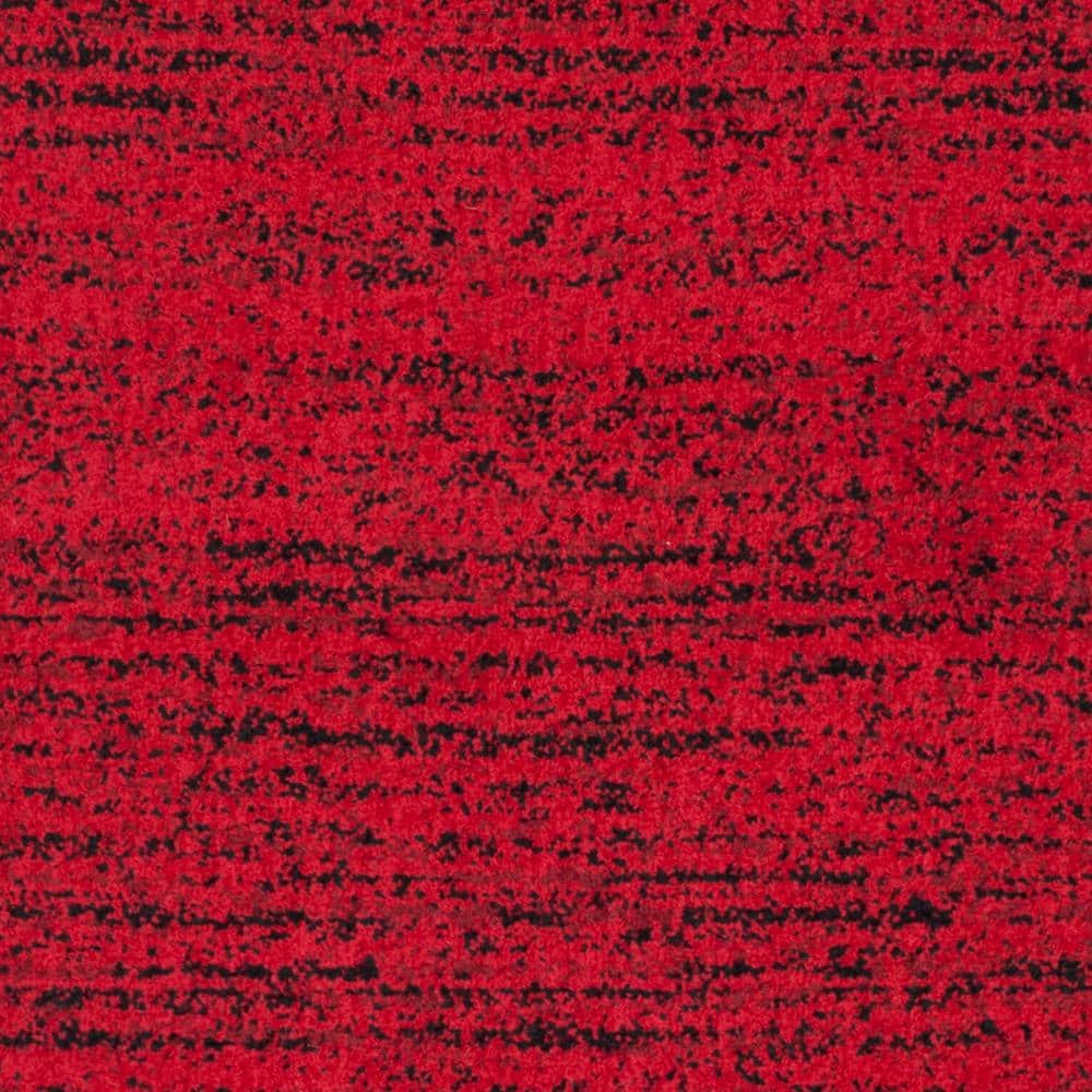 Chic Lodge-Style 30" Square Red & Black Synthetic Rug
