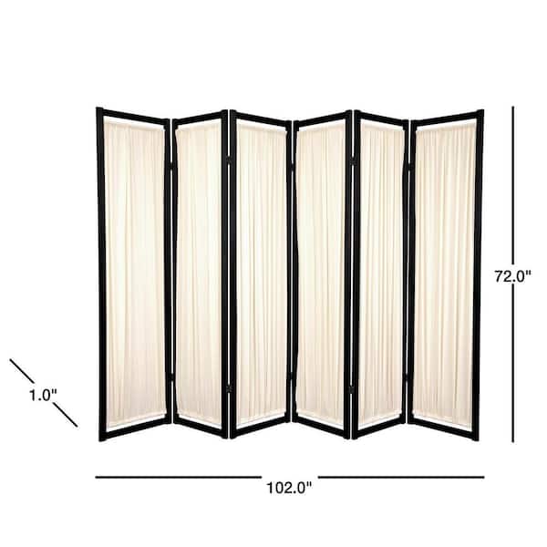 6 ft. Black 6-Panel Room Divider
