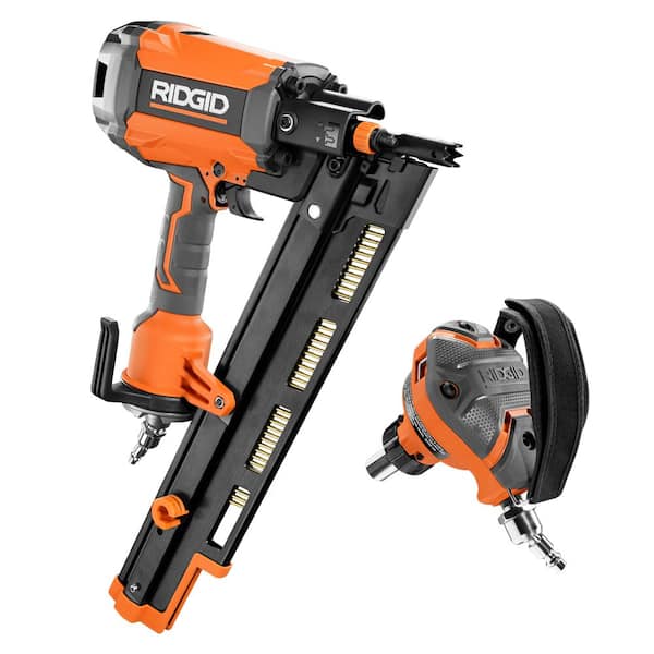 RIDGID Pneumatic 21-Degree 3-1/2 in. Round-Head Framing Nailer and 3-1/2 in. Full-Size Palm Nailer