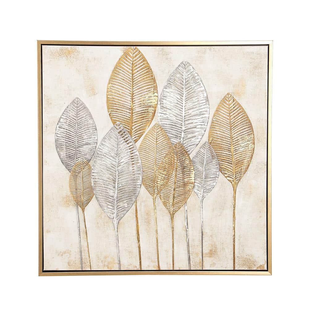Hollywood Glam Gold Trim Botanic-Inspired Canvas Print