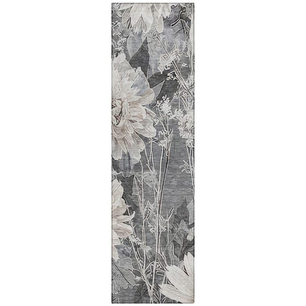Chantille Machine Washable Indoor/Outdoor Abstract ACN2933 Gray 2 ft. x 7 ft. Runner Rug