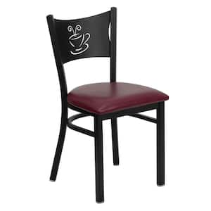 Hercules Series Black Coffee Back Metal Restaurant Chair with Burgundy Vinyl Seat