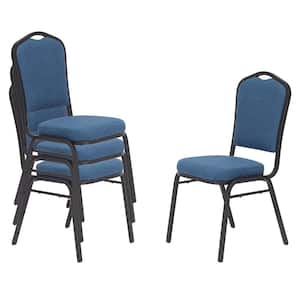 9300-Series Natural Blue Seat / Black Frame Deluxe Fabric Upholstered Stack Chair (4-Pack)