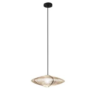 Roswell 100-Watt 1-Light Matte Black Shaded Pendant Light with Metal Shade No Bulbs Included