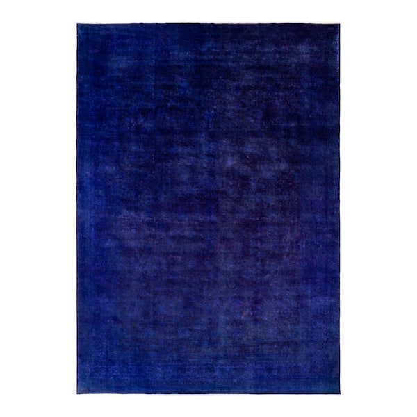 Overdyed Purple 12 ft. x 18 ft. Solid Wool Indoor Area Rug