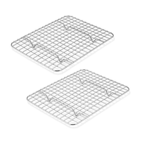 9.75 in Stainless Steel Cooling and Baking Rack Set of 2, Grid Racks for Roasting Drying Grilling, Oven Safe