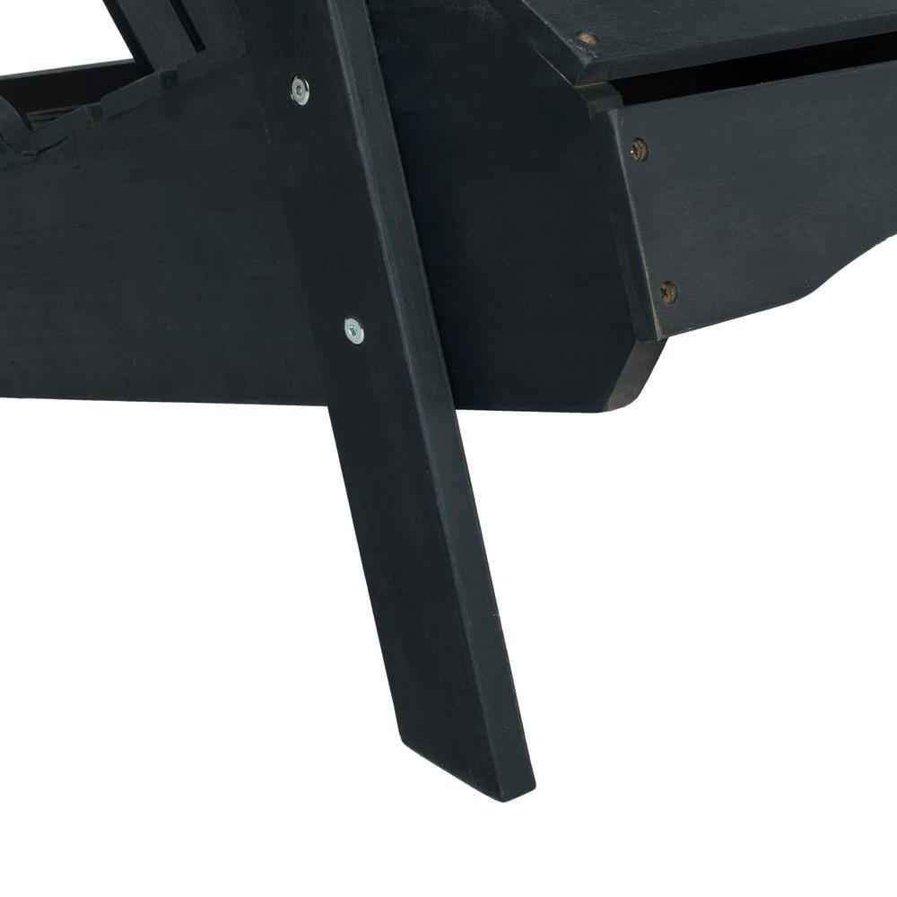Transitional Black Acacia Adirondack Loveseat Bench, 57"