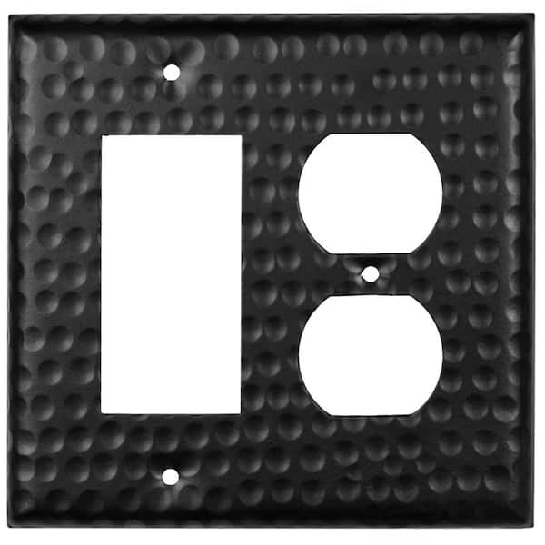 Black 2-Gang 1-Decorator/Rocker/1-Duplex Wall Plate (1-Pack)