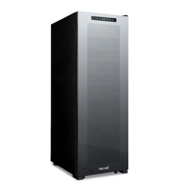 NewAir Shadow Series 62 Bottle Digital Wine Cooler Fridge Cellar Cooling Unit Refrigerator in Black with Mirrored Glass