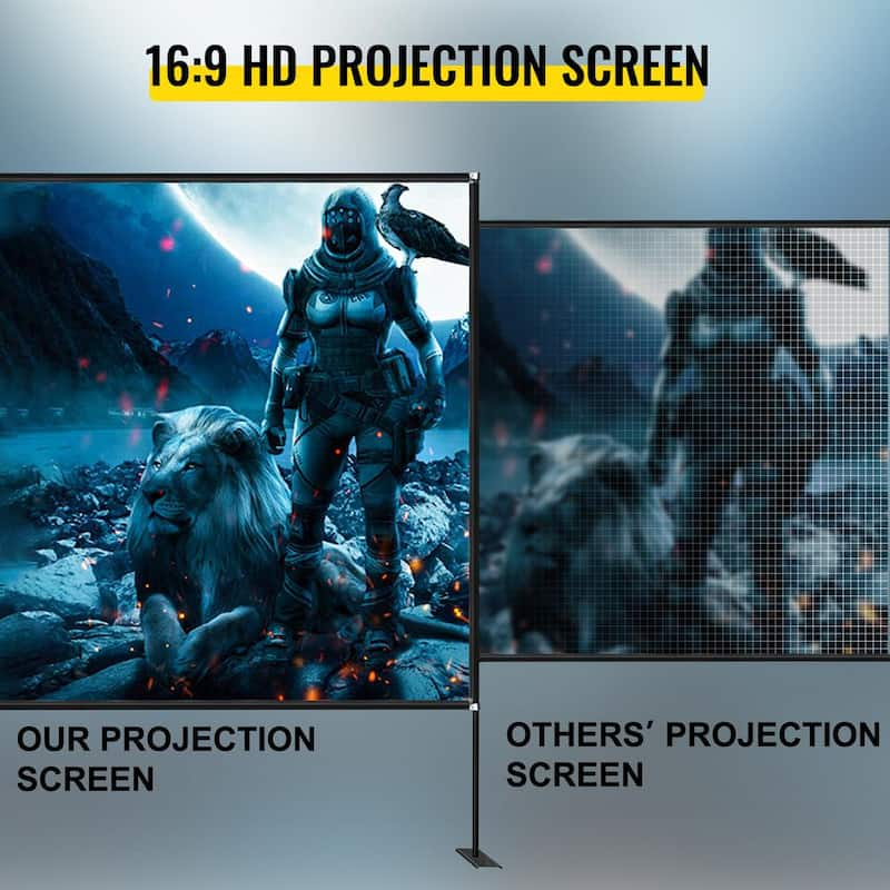 Projector Screen Portable Movie Screen with Stand 180 in. 16:9 4K Wide Angle Outdoor Projection Screen with Storage Bag