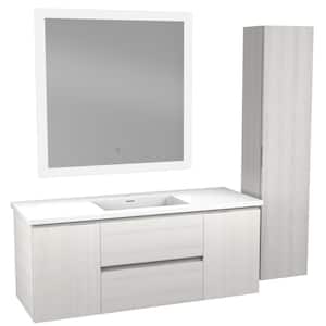 48 in. W x 18 in. D x 20 in. H White 1-Basin Bath Vanity Set in Rich White with White Vanity Top and Mirror