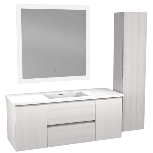 ANZZI 48 in. W x 18 in. D x 20 in. H White 1-Basin Bath Vanity Set in Rich White with White Vanity Top and Matching Mirror