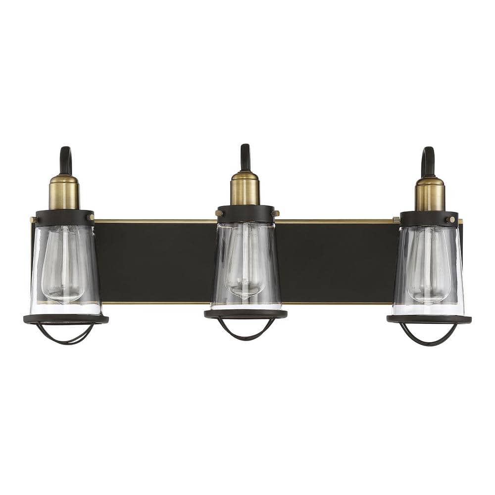 Lansing 3-Light Dimmable Brass and Bronze Bathroom Fixture
