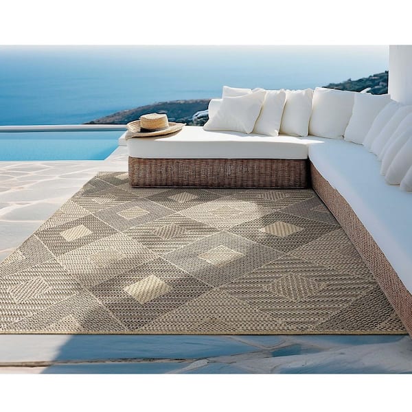Alto Heritage Moroccan Diamond Outdoor, Natural 7 ft. 7 in. x 9 ft. 10 in. Area Rug