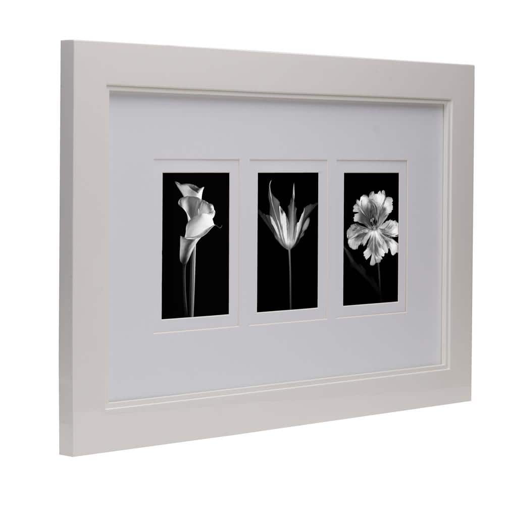 Glossy White Wood Collage Wall Frame for 3 Photos