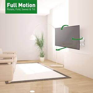 Barkan 13 in. to 65 in. Full Motion - 4 Movement Flat / Curved TV Wall Mount White Patented to Fit Various Screen Types