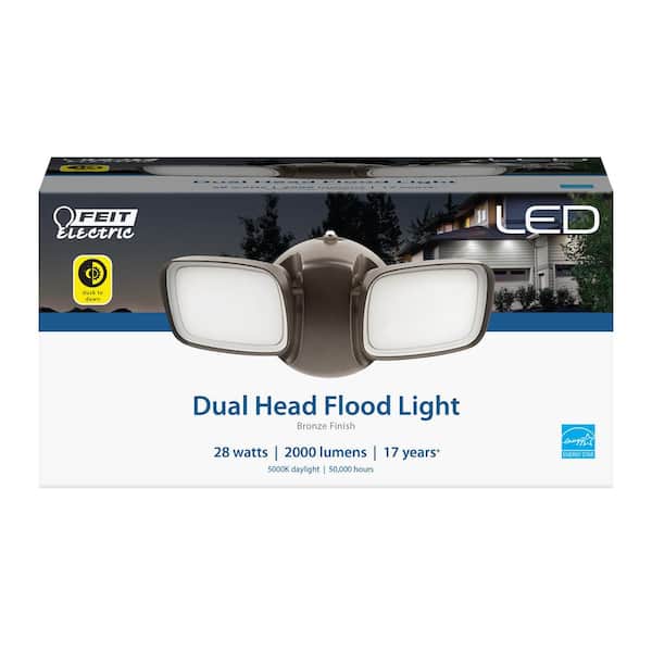 Feit Electric S9DFL//850//WH 28W 5000K 2000 Lumens Dual Head Flood Light