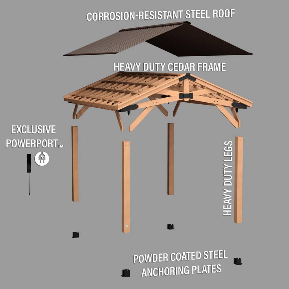Norwood 16x12 Cedar and Steel Outdoor Gazebo