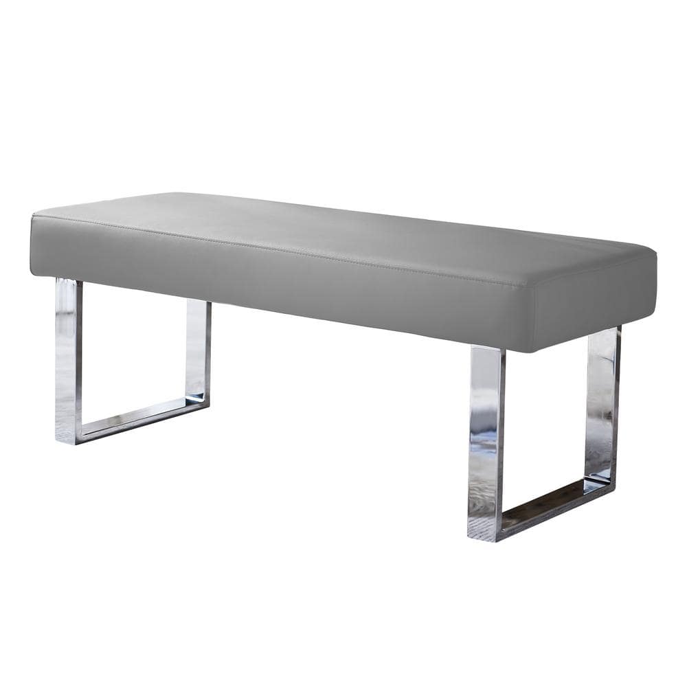 GOJANE Modern Gray Dining Bench Backless With Metal Legs 55.1 In. (Gray ...