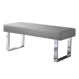 Modern Gray Dining Bench Backless with Metal Legs 55.1 in. (Gray)