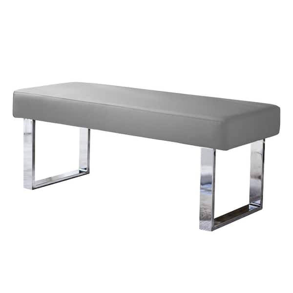 GOJANE Modern Gray Dining Bench Backless with Metal Legs 55.1 in. (Gray)