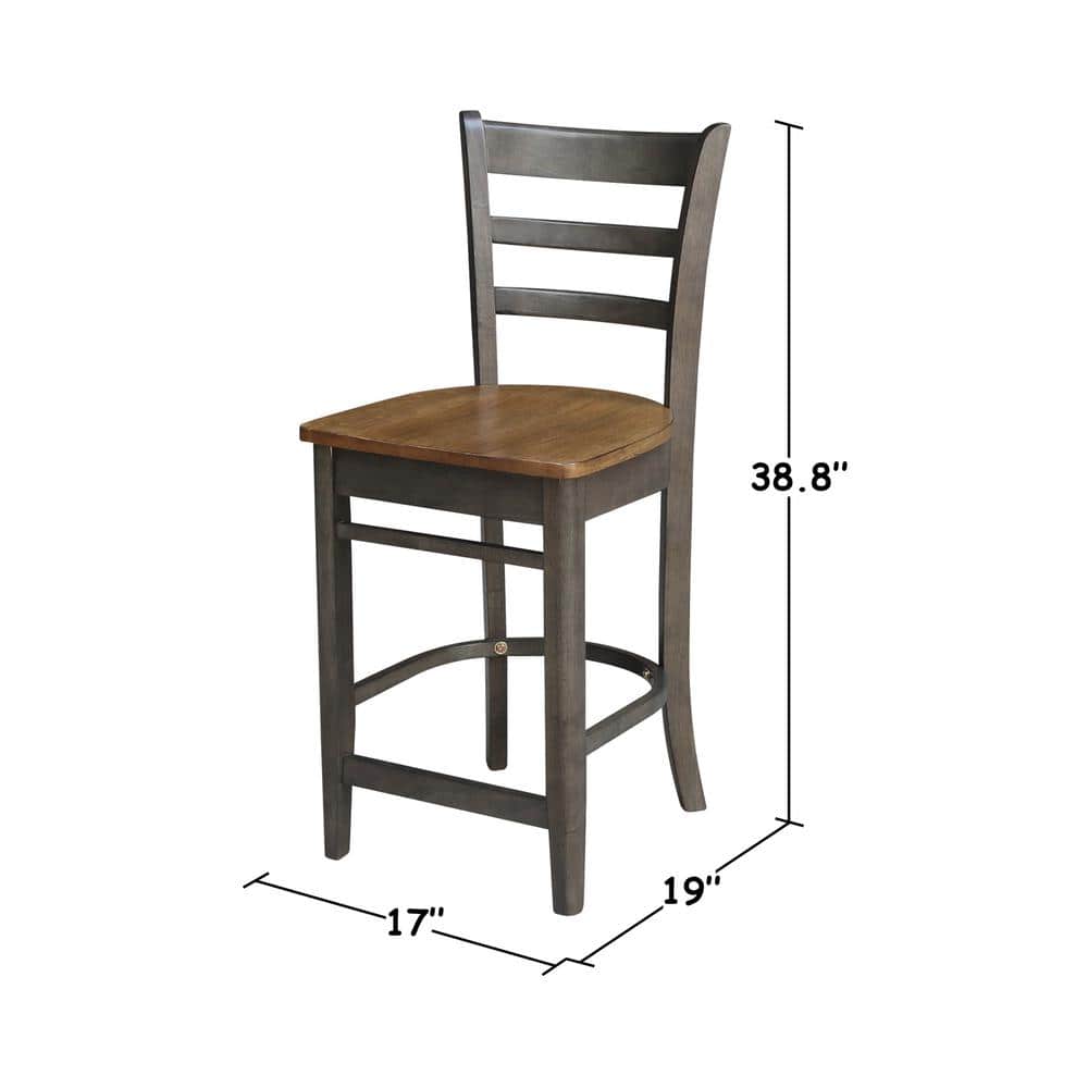 Elegant Emily Black Solid Wood Counter-Height Stool - 24" Seat