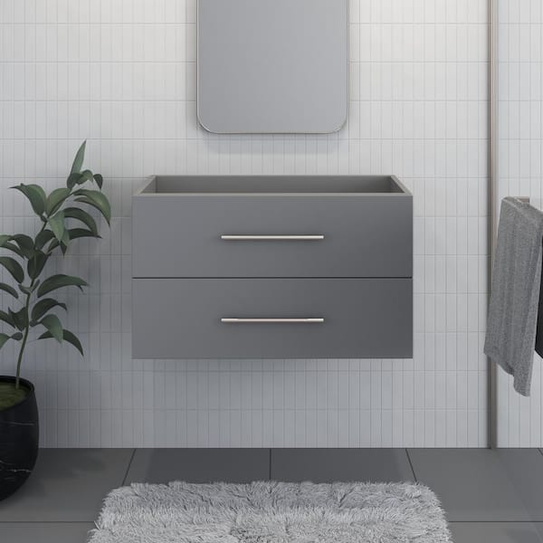 VOLPA USA AMERICAN CRAFTED VANITIES Napa 32 in. W. x 18 in. D x 21 in. H Single Sink Bath Vanity Cabinet without Top in Gray, Wall Mounted