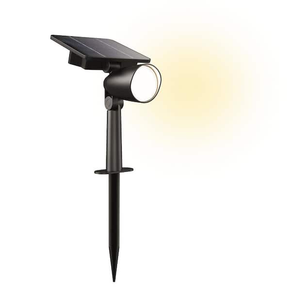 100 Lumen Ashlyn Outdoor Solar LED Spot or Wall Mount Light Black High Brightness Weather Resistant (1-Pack)