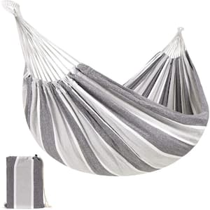 8 ft. 2-Person Indoor Outdoor Brazilian-Style Cotton Double Hammock Bed w/Portable Carrying Bag - Steel