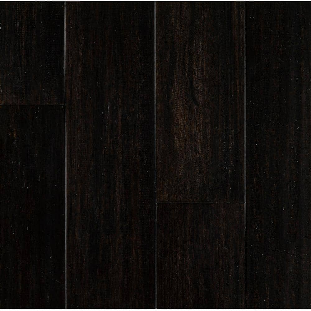OptiWood Dark Night 1/4 in. T x 5.1 in. W Waterproof Hand Scraped Engineered Bamboo Flooring (11.6 sqft/case) -  611009