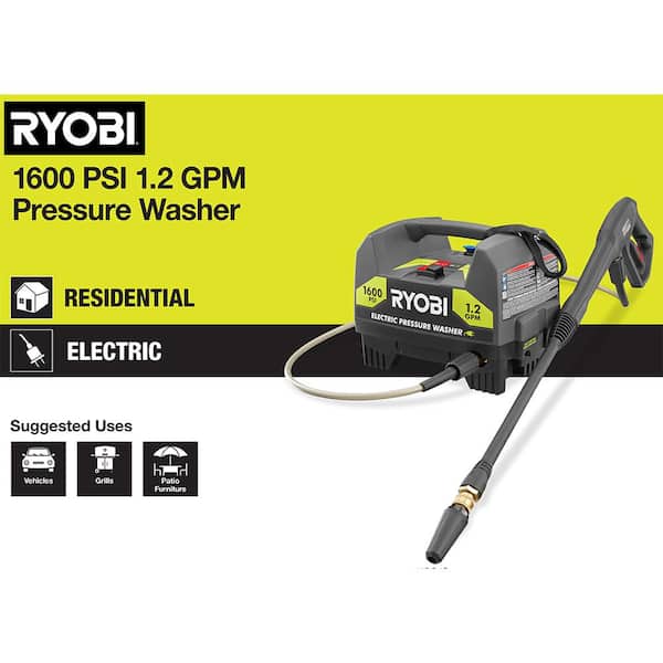 RYOBI 1600 PSI 1.2 GPM Cold Water Corded Electric Pressure Washer