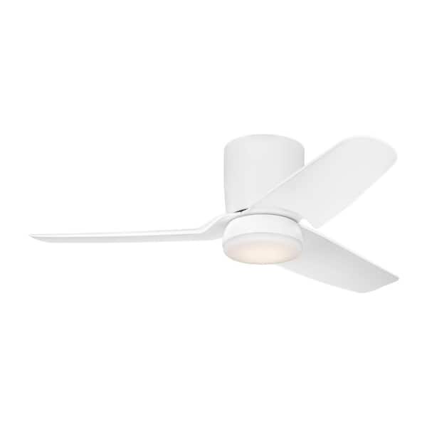Fan Colgin 44 in. Matte White Hugger Flush Mount Standard Ceiling Fan with Integrated LED Light Kit and Remote