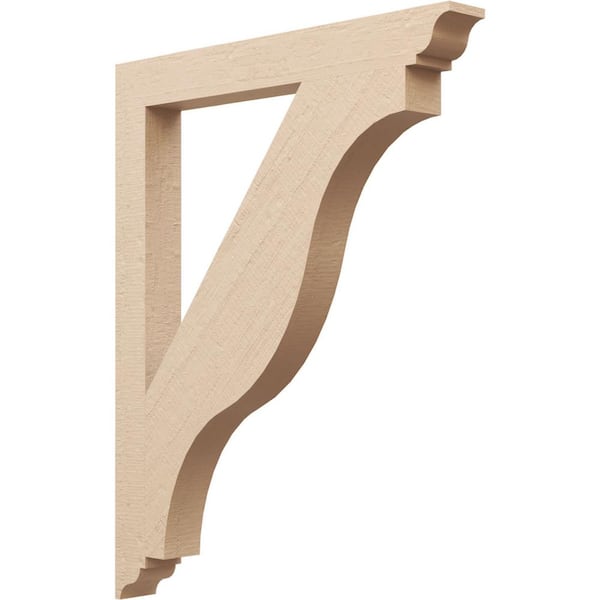 Ekena Millwork 3.5 in. x 40 in. x 32 in. Funston Traditional Rough Cedar Woodgrain Timberthane Polyurethane Bracket, Primed Tan