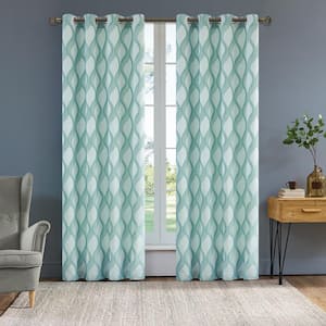 Pearl Blue Striped Grommet Room Darkening Curtain - 54 in. W x 95 in. L