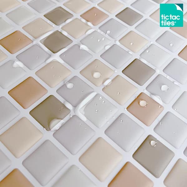 Mosaic Beigegrey 10 in. H x 10 in. H PVC Peel and Stick Tiles (6.8 sq. ft./10 sheets)