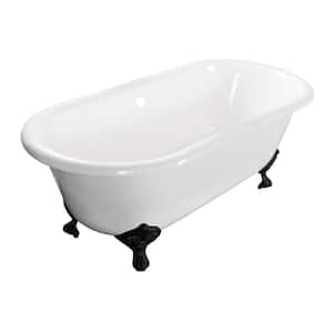 Aqua Eden Double Ended 60 in. Cast Iron Clawfoot Bathtub in White
