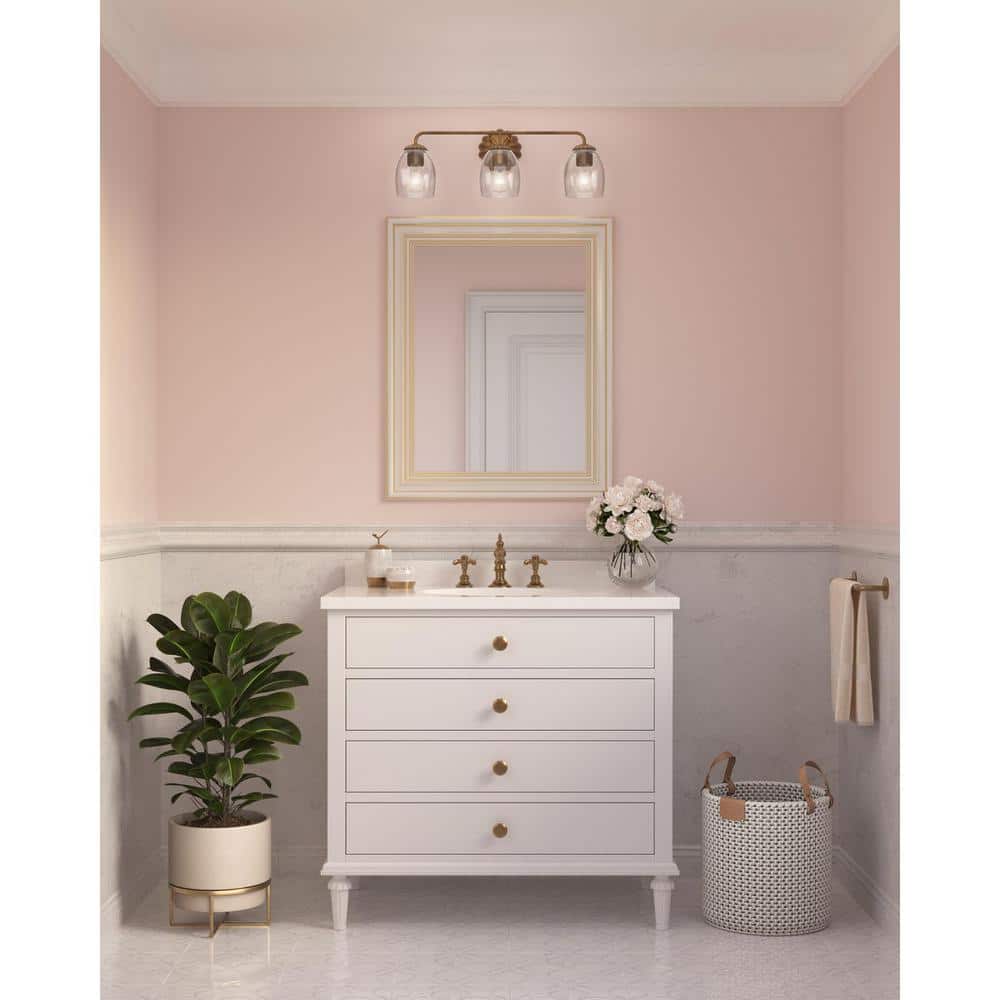 Quillan Gold Ombre 3-Light Vanity with Elliptical Glass Shades