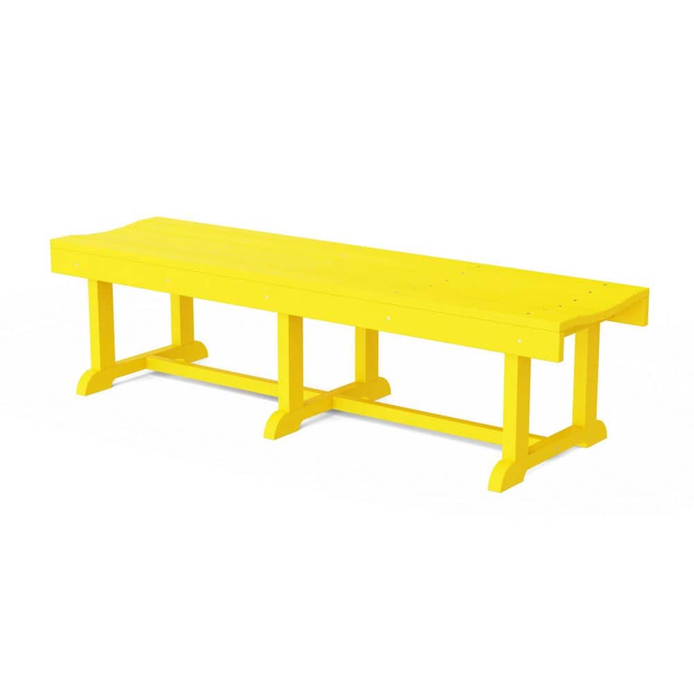 Heritage 68 in. Lemon Yellow HDPE Plastic Outdoor Patio Backless Bench
