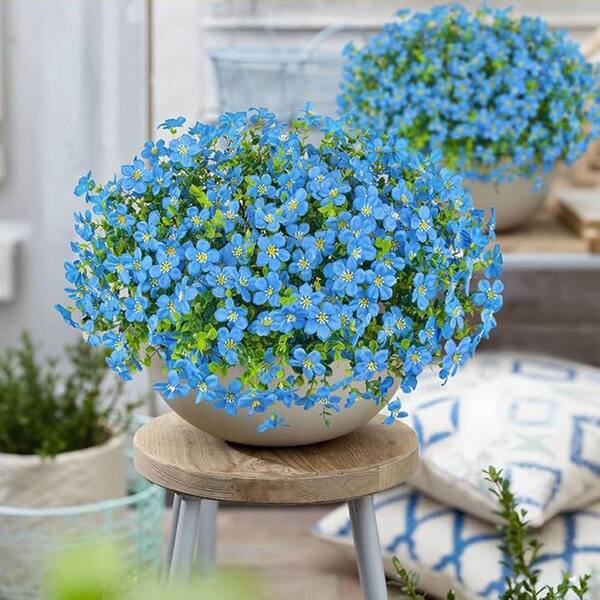 13.8 in. Blue Indoor/Outdoor Artificial Assorted Flowers