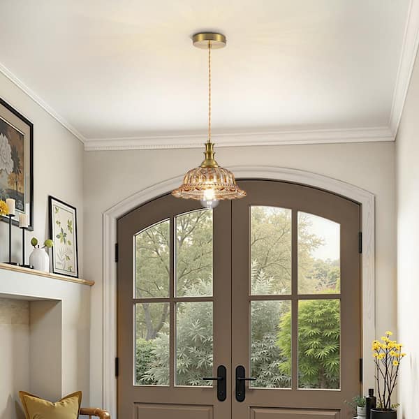 Merbotin RayHome 9.84in. 1-Light Vintage Gold Hanging Pendant
