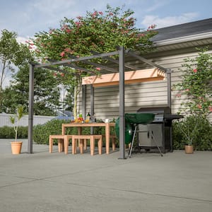 10 ft. x 10 ft. Outdoor Pergola Gazebo with Sun Shade Canopy Aluminum Pergola for Backyard Deck Grill, Khaki