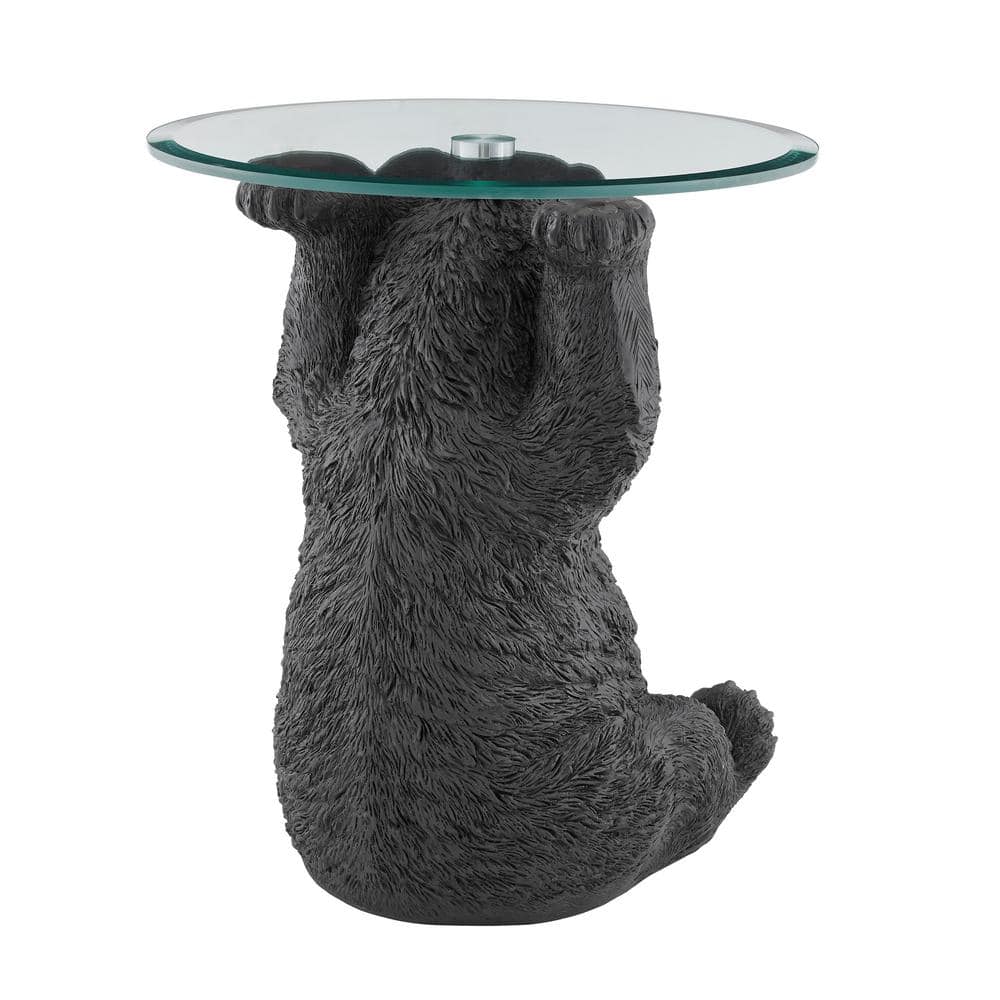 Barney Bear Round Glass and Resin Side Table